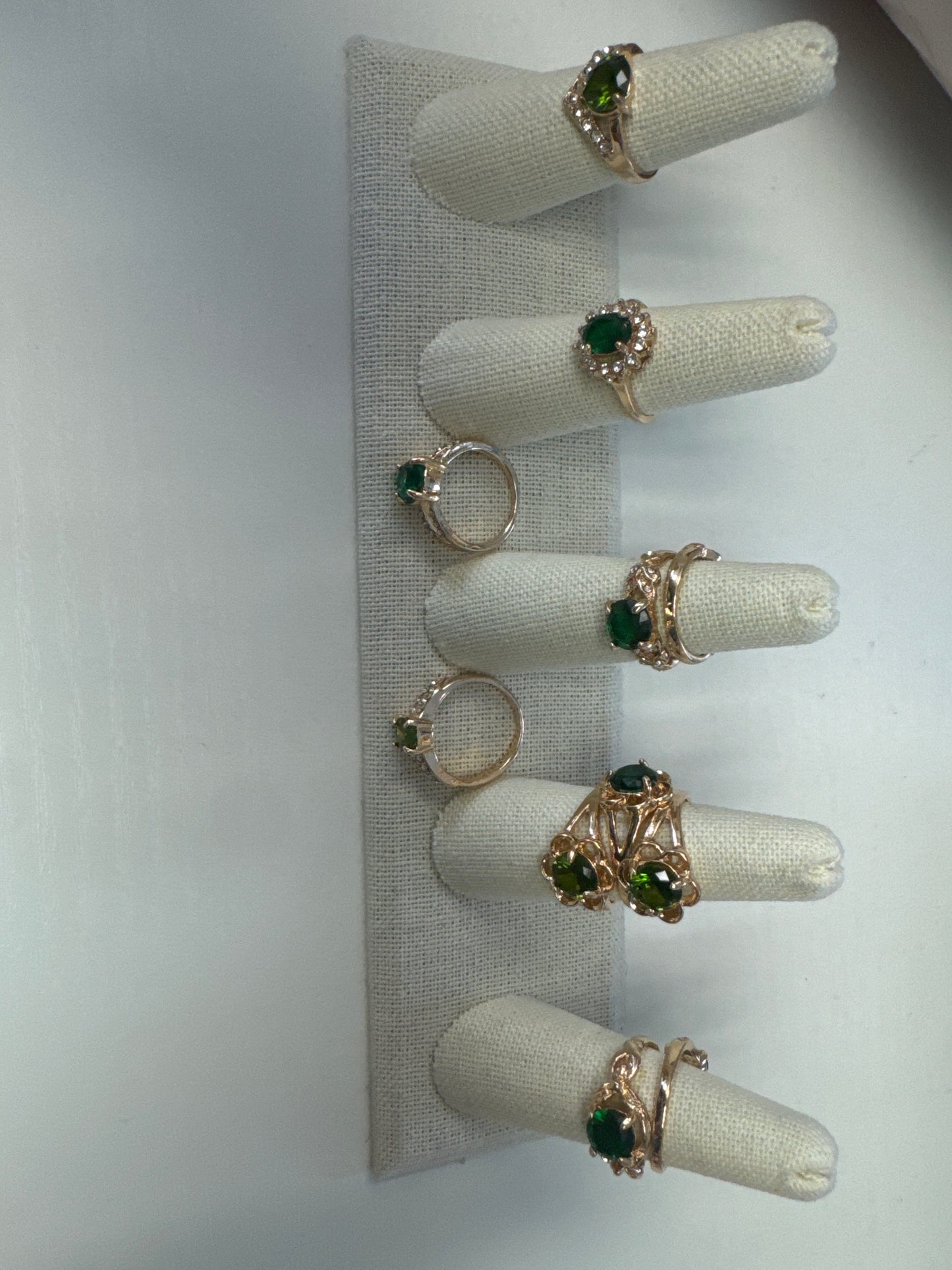 Gold green stone rings