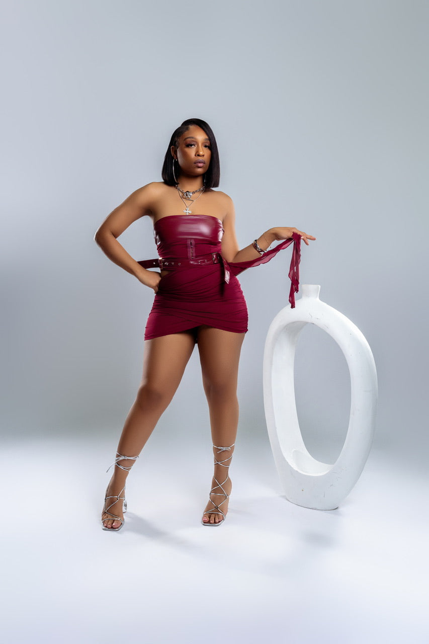 Go With It Leather Tube Top