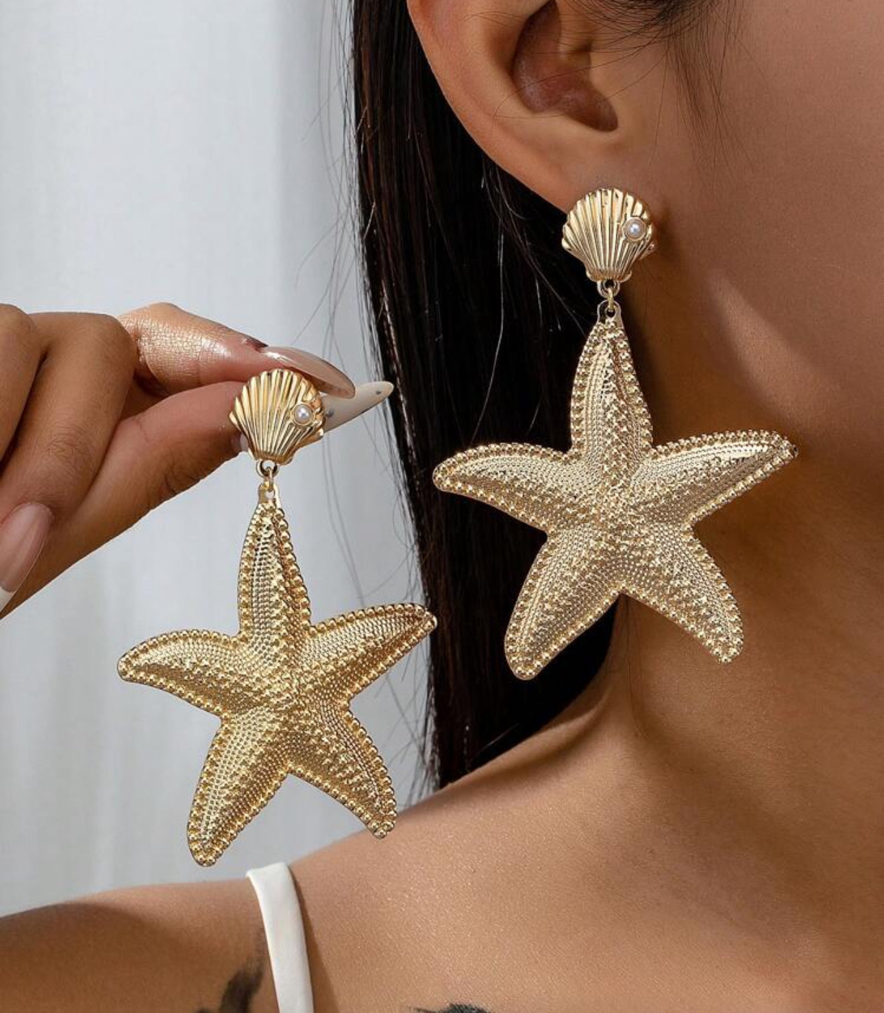 Gold Star Fish Earrings