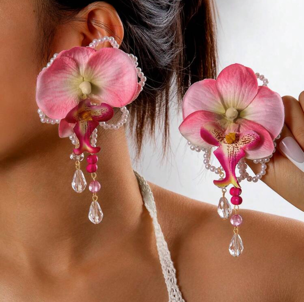 Pink Hibiscus Earrings