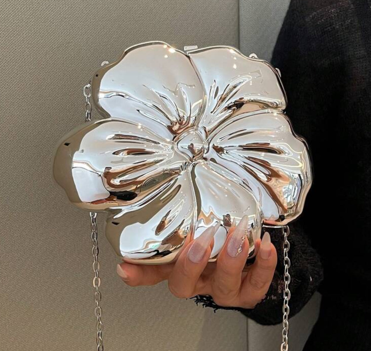 Metallic Flower Handbag