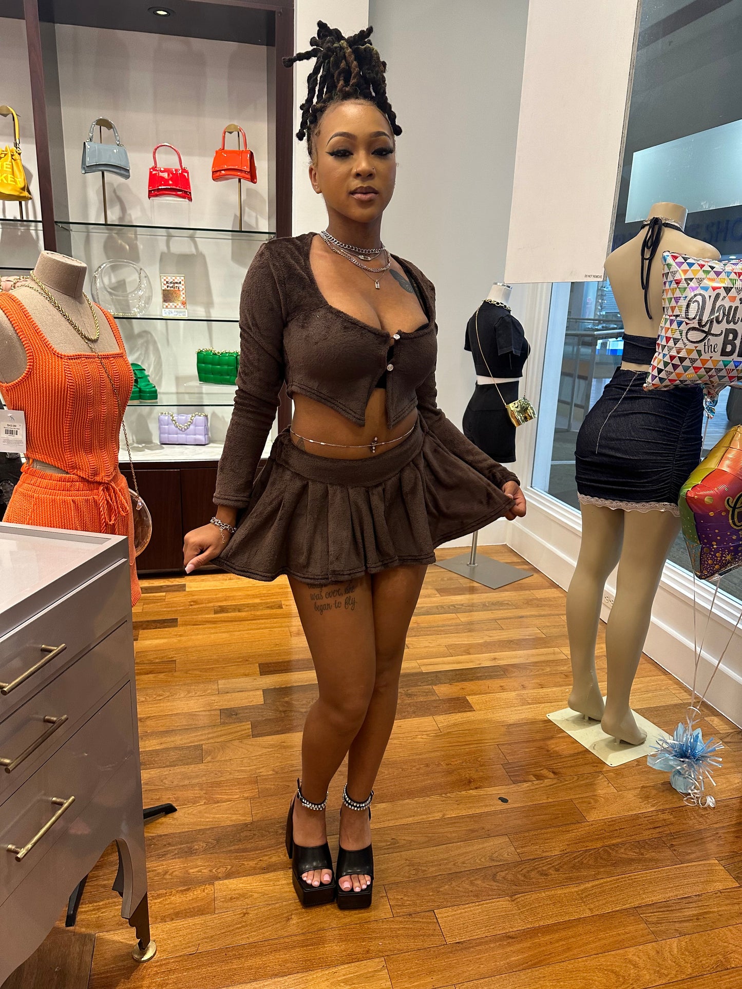 The Main Topic Skirt Set (Brown)