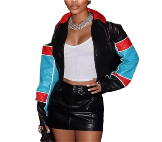 Icy Girl Block Leather Jacket