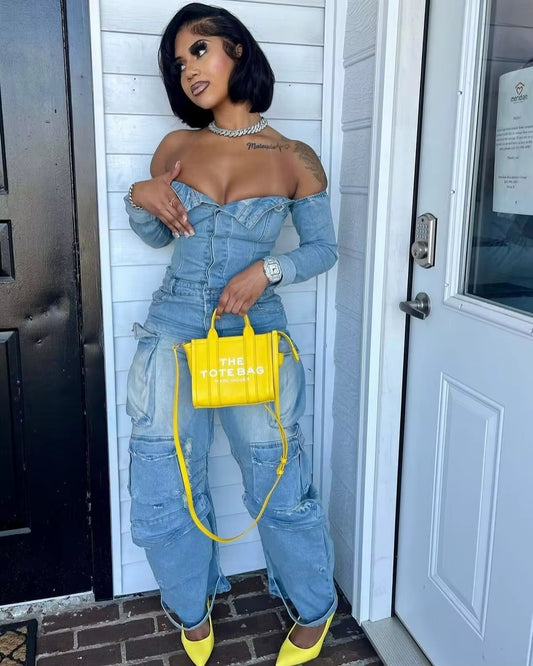 Spend Dat Bag Jean Romper