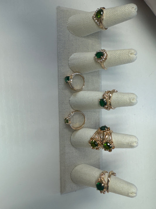 Gold green stone rings