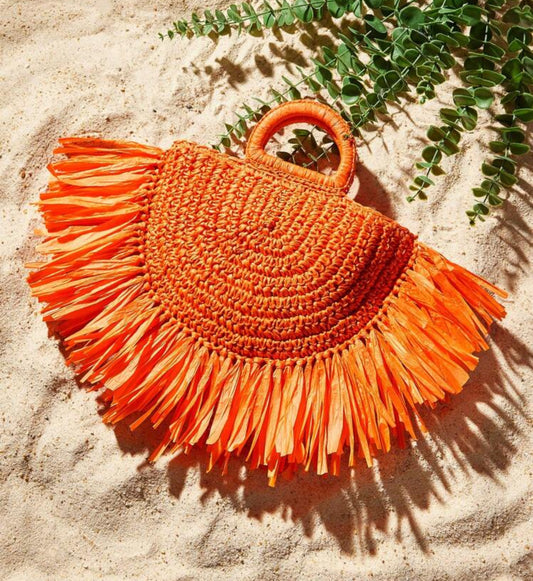 Fringed Straw Handbag