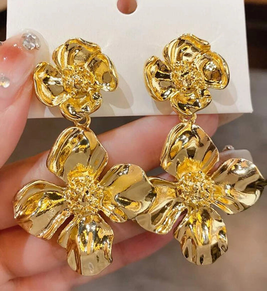 Gold Orchid Earrings